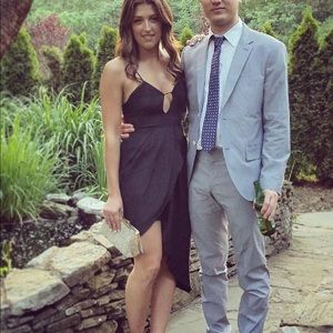 Elliat black tullip draped dress